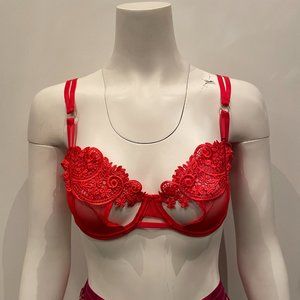 BNWT Bluebella Julienne Lace Bra Red 36D